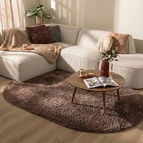 Ovaal Shaggy vloerkleed - Blaze Taupe