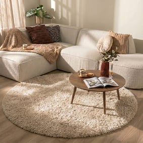 Rond Shaggy vloerkleed - Blaze Beige