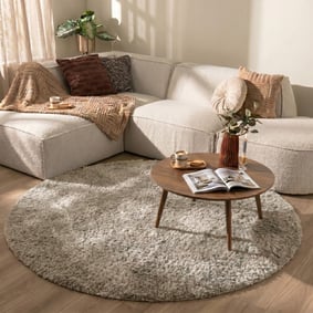 Rond Shaggy vloerkleed - Blaze Beige/Grijs