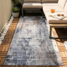 Wasbare loper - Domingo Grunge Taupe/Creme