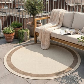 Rond jute buitenkleed - Nomad Edge Creme