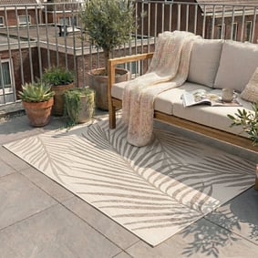 Jute buitenkleed - Nomad Leaves Creme