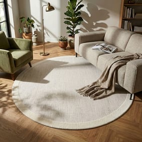 Rond vloerkleed laagpolig - Elena Border Beige
