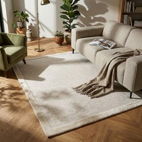 Laagpolig vloerkleed - Elena Border Beige
