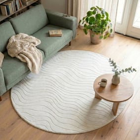 Rond Scandinavisch vloerkleed - Charm Waves Wit
