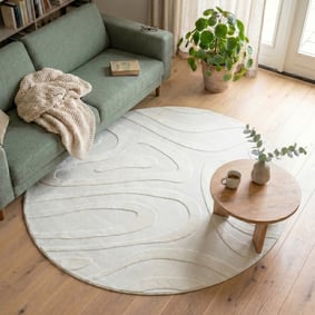 Rond Scandinavisch vloerkleed - Charm Shapes Wit