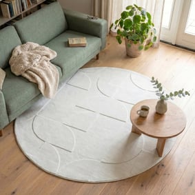 Rond Scandinavisch vloerkleed - Charm Circles Wit