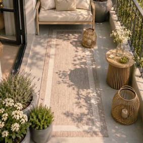In- & Outdoor loper - Sierra Border Beige/Creme