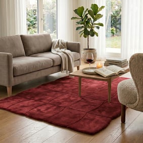 Organisch vloerkleed - Chester Blocks Rood