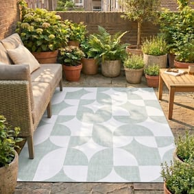 Abstract buitenkleed - Groovy Tiles Groen