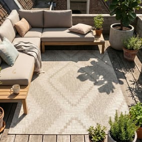 Jute buitenkleed - Atlas Diamond Bruin/Creme