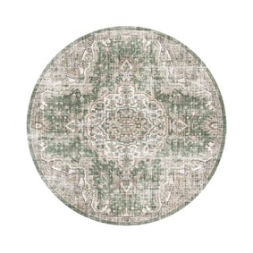 Rond oosters vloerkleed - Leyla Medaillon Groen - product