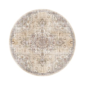 Rond oosters vloerkleed - Leyla Medaillon Taupe - sfeer