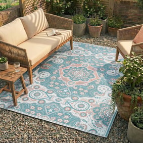 Bohemian buitenkleed - Vedra Medaillon Blauw