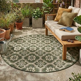 Rond buitenkleed - Rio Flower Groen 