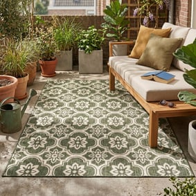 Buitenkleed - Rio Flower Groen 