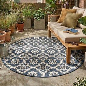 Rond buitenkleed - Rio Flower Blauw