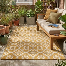 Buitenkleed - Rio Flower Geel