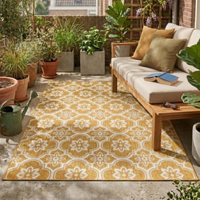 Buitenkleed - Rio Flower Geel