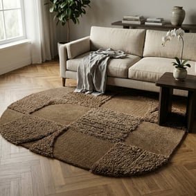 Organisch vloerkleed - Odette Shapes Bruin