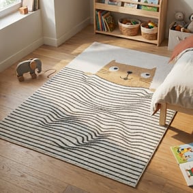 Wasbaar kindervloerkleed - Ravi Cat Multicolor