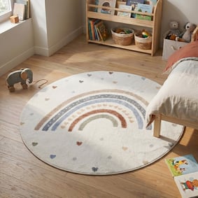 Rond wasbaar kindervloerkleed - Ravi Rainbow Multicolor
