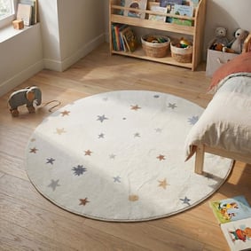 Rond wasbaar kindervloerkleed - Ravi Stars Multicolor