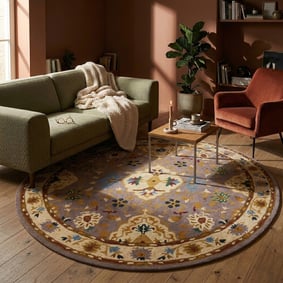 Vintage rond vloerkleed - Valentina Roze