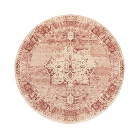 Rond vintage vloerkleed - Kyra Medaillon Roze - product