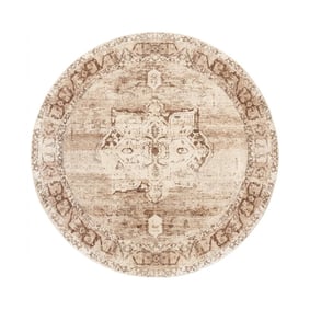 Rond vintage vloerkleed - Kyra Medaillon Bruin - product