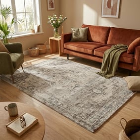 Vintage vloerkleed - Kyra Medaillon Taupe