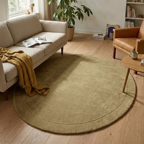 Rond vloerkleed - Isara Border Olijfgroen