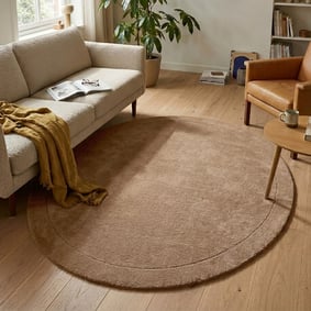 Rond vloerkleed - Isara Border Bruin