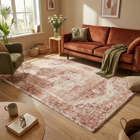 Vintage vloerkleed - Kyra Medaillon Roze