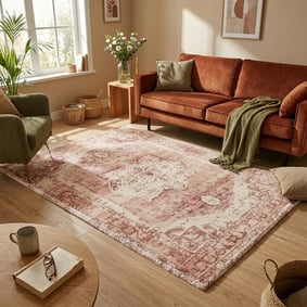 Vintage vloerkleed - Kyra Medaillon Roze