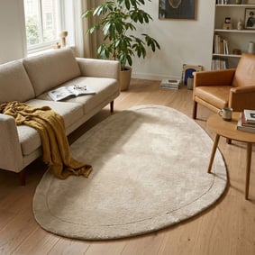 Organisch vloerkleed - Isara Border Creme