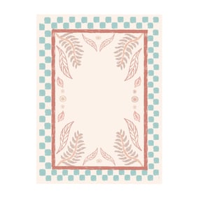 Buitenvloerkleed - Oasis Leaves Blauw/Rood - sfeer