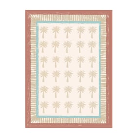Buitenvloerkleed - Oasis Palm Blauw/Rood - sfeer