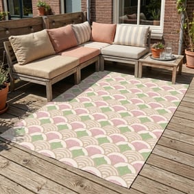 Buitenvloerkleed - Oasis Shell Roze/Groen