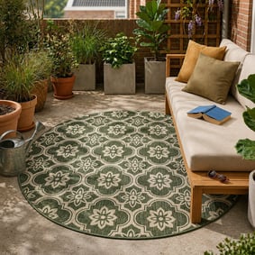 Rond buitenkleed - Rio Flower Groen 