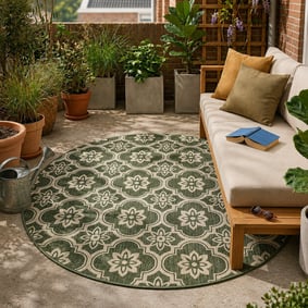 Rond buitenkleed - Rio Flower Groen