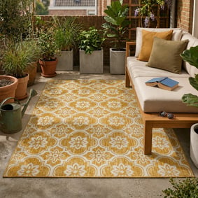 Buitenkleed - Rio Flower Geel