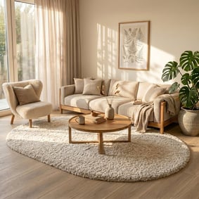 Ovaal Shaggy vloerkleed - Blaze Wit