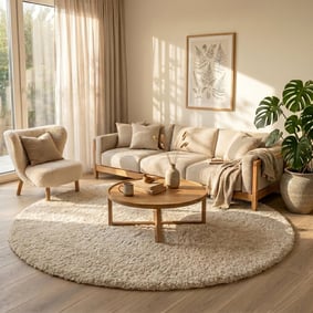 Rond Shaggy vloerkleed - Blaze Beige