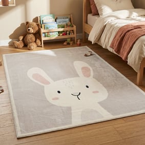 Wasbaar kindervloerkleed - Simba Bunny Wit
