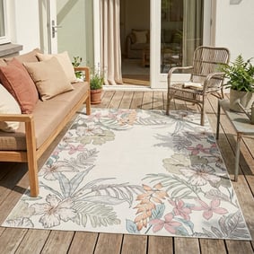 Buitenkleed bloemen - Poppy Creme