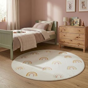 Rond wasbaar kindervloerkleed - Evi Rainbow Multicolor