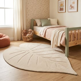 Wasbaar kindervloerkleed - Coco Blad Beige