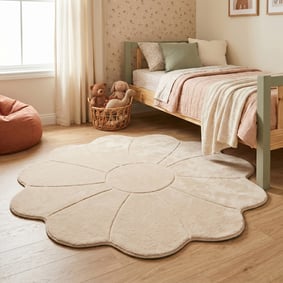 Kindervloerkleed rond - Coco Bloem Beige