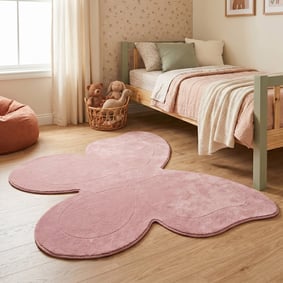 Wasbaar kindervloerkleed - Coco Vlinder Donkerroze